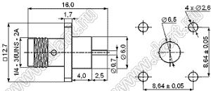 JC3.660.444 (SMA-50KFD-30) разъем ВЧ 50 Ом микрополосковый