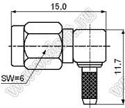 JC3.650.162 (SSMA-C-JW1.5) разъем ВЧ для гибкого кабеля угловой