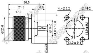 JC3.650.388 (N-50JF-1) разъем ВЧ фланцево-монтажный