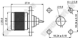 JC3.650.264 (TNC-JF-25) разъем ВЧ 50 Ом фланцево-монтажный