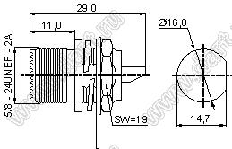 JC3.660.171 (UHF-KY) разъем ВЧ для монтажа на панель