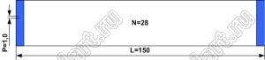 BLFPC P1,0 28PIN 150mm шлейф плоский, шаг 1,0мм 28 жил длина 150мм, контакты на одной поверхности