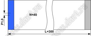 BLFPC P1,0 40PIN 300mm REV шлейф плоский, шаг 1,0мм 30 жил длина 250мм, контакты на разных поверхностях