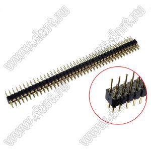 DS1004-2x40-F12 (PDLM-2x40 тип 2) вилка 2-х рядная прямая цанговая; P=2,54мм; 2x40-конт.