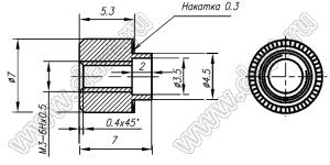 КИМЖ464119.329.000.002 втулка резьбовая развальцовочная (бонка); М3; L=7,0мм; сталь оцинкованная