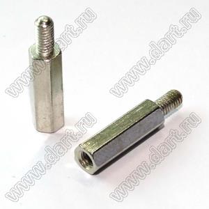 PCHSN-15S стойка шестигранная с внутренней и наружной резьбами; M3x0,5; SW=4,8мм; L=15,0мм; сталь оцинкованная