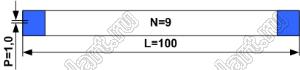 BLFPC P1,0 9PIN 100mm шлейф плоский, шаг 1,0мм 9 жил длина 100мм, контакты на одной поверхности