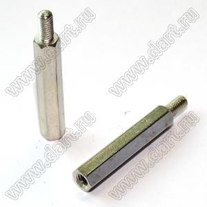 PCHSN-25+5S стойка шестигранная с внутренней и наружной резьбами; M3x0,5; SW=4,8мм; L=25,0мм; сталь оцинкованная