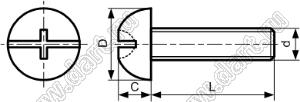 PF4-40NT винт с полукруглой шлице-крестовой головкой; М4х0,7мм; L=40,0мм; нейлон-66; натуральный