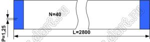 BLFPC P1,25 40PIN 2800mm шлейф плоский, шаг 1,25мм 40 жил длина 2800мм, контакты на одной поверхности