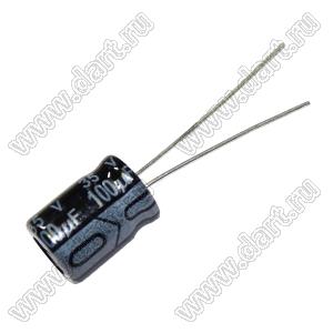 ECAP 100uF/35V 0811 105C LOW ESR (TN1V101M-RBF11) конденсатор алюминиевый электролитический радиальный; 100мкФ; 35В; 8x11мм; P=3,5мм