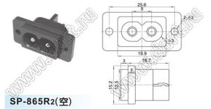 SP-865R2 вилка IEC60320(C8) сетевого питания на винтах на панель