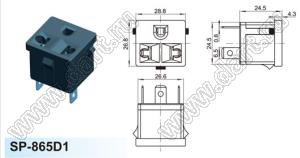 SP-865D1 розетка универсальная NEMA 5-15R/евро сетевого питания с защелками на панель