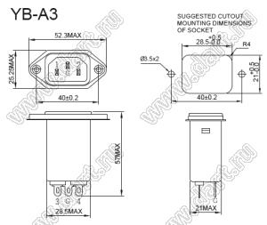 YB01A3 входной фильтр от помех; I=1А