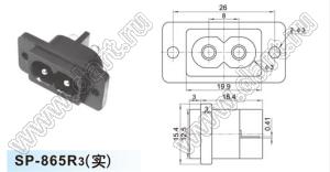 SP-865R3 вилка IEC60320(C8) сетевого питания на винтах на панель