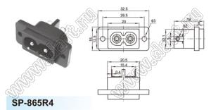 SP-865R4 вилка IEC60320(C8) сетевого питания на винтах на панель