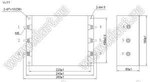 YI60T7 трехфазный фильтр от помех; I max=60А; Uном=125/250VAC