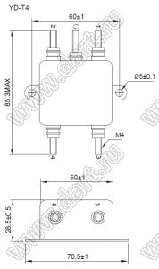 YD10T4 однофазный фильтр от помех; I max=10А; Uном=125/250 VAC