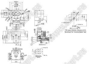 HJC-020-P вилка IEC60320(C8) угловая сетевого питания с переключателем питания и защелками на панель для пайки в плату