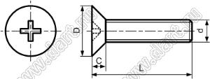 PF4-8NF винт с потайной крестовой головкой; M4; L=8,0мм; нейлон-66; натуральный