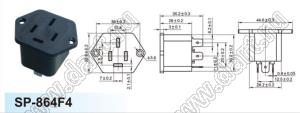 SP-864F4 розетка NEMA 18-60R трехфазная сетевого питания на винтах на панель