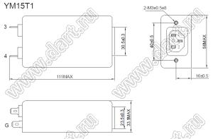 YM15T1 входной фильтр от помех; I=15А