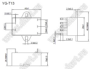 YG6R5T13 однофазный фильтр от помех; I max=6,5А; Uном=125/250 VAC