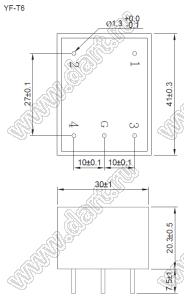 YF03T6 однофазный фильтр от помех; I max=3А; Uном=125/250VAC