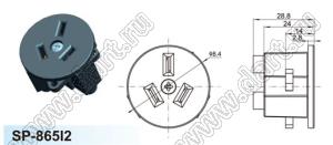 SP-865I2 розетка NEMA 10-50R сетевого питания на винтах на панель круглая