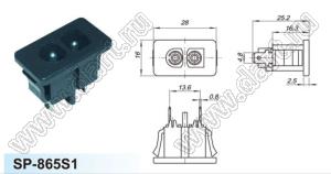 SP-865S1 вилка IEC60320(C8-1) сетевого питания с защелками на панель