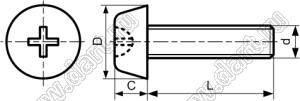 M6-4 винт с полукруглой крестовой головкой; M6-1; L=4,0мм; поликарбонат (UL); прозрачный