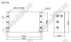 YP60T8 трехфазный фильтр от помех; I max=60А; Uном=500VAC