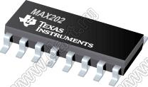 MAX202IDR (SOIC-16) микросхема двойной линейный привод и приемник RS-232 с защитой от электростатического разряда ±15 кВ; Uпит.=4,5…5,5В; Tраб. -40...+85°C