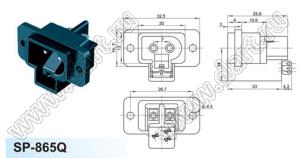 SP-865Q вилка IEC60320(C8-1) сетевого питания на винтах на панель с переключателем питания