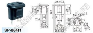 SP-864I1 розетка AS(NZS)3112 сетевого питания на корпус с защелками