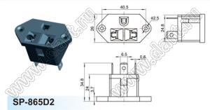 SP-865D2 розетка универсальная NEMA 5-15R/евро сетевого питания на винтах на панель