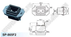 SP-865F2 вилка IEC60320(C12) сетевого питания на винтах на панель