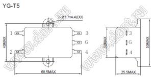 YG03T5 однофазный фильтр от помех; I max=3А; Uном=125/250 VAC