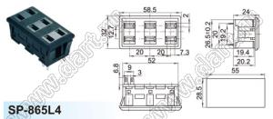 SP-865L4 блок три розетки NEMA 1-15R сетевого питания с защелками на панель