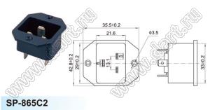 SP-865C2 вилка IEC60320(C19) сетевого питания на винтах на панель