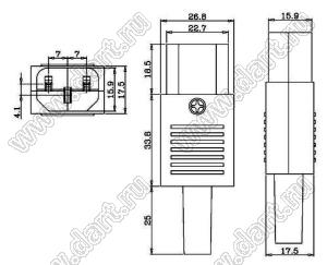 SPB-2231 (AC-102, KLS1-ASS-201) розетка сетевого питания прямая 10А 250V на кабель