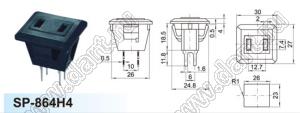 SP-864H4 розетка NEMA 5-15R сетевого питания на корпус с защелками