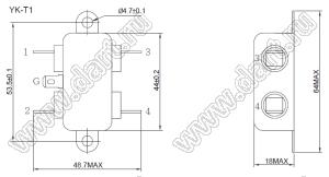 YK06T1 однофазный фильтр от помех; I max=6А; Uном=125/250 VAC