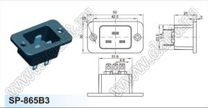 SP-865B3 розетка IEC60320(C20) сетевого питания на винтах на панель