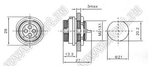 BLKF2112S-02 розетка на панель; 2-конт.; пластик