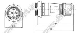 BLKF1311S-06 розетка на кабель; 6-конт.; пластик