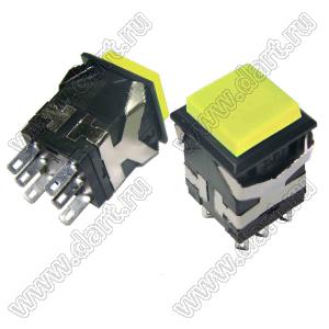 KD2-24BYN (PSW-21 БФЧЖ) переключатель кнопочный без фиксации (черный корпус/желтая клавиша)