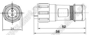 BLKF1710S-04 розетка на кабель; 4-конт.; пластик