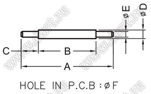 TEST-34 контакт контрольный; A=7,9мм; B=3,5мм; C=2,2мм; D=1,0мм; E=2,5мм; латунь золоченая