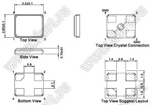 26.6500 MHz (SMD3225, KX-7 Geyer, DSX321G, 7U, ABM8) резонатор кварцевый SMD; 26,6500МГц